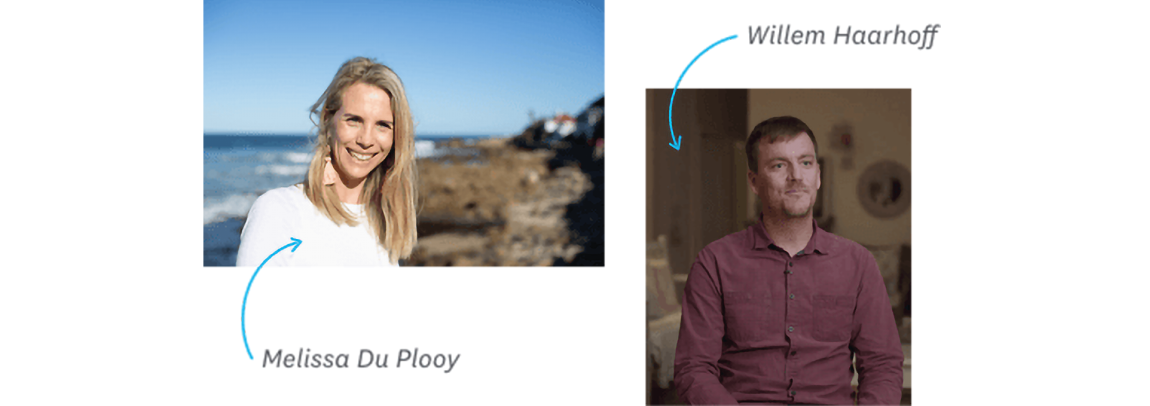 Two portraits beside each other of Melissa Du Plooy and Willem Haarhoff.