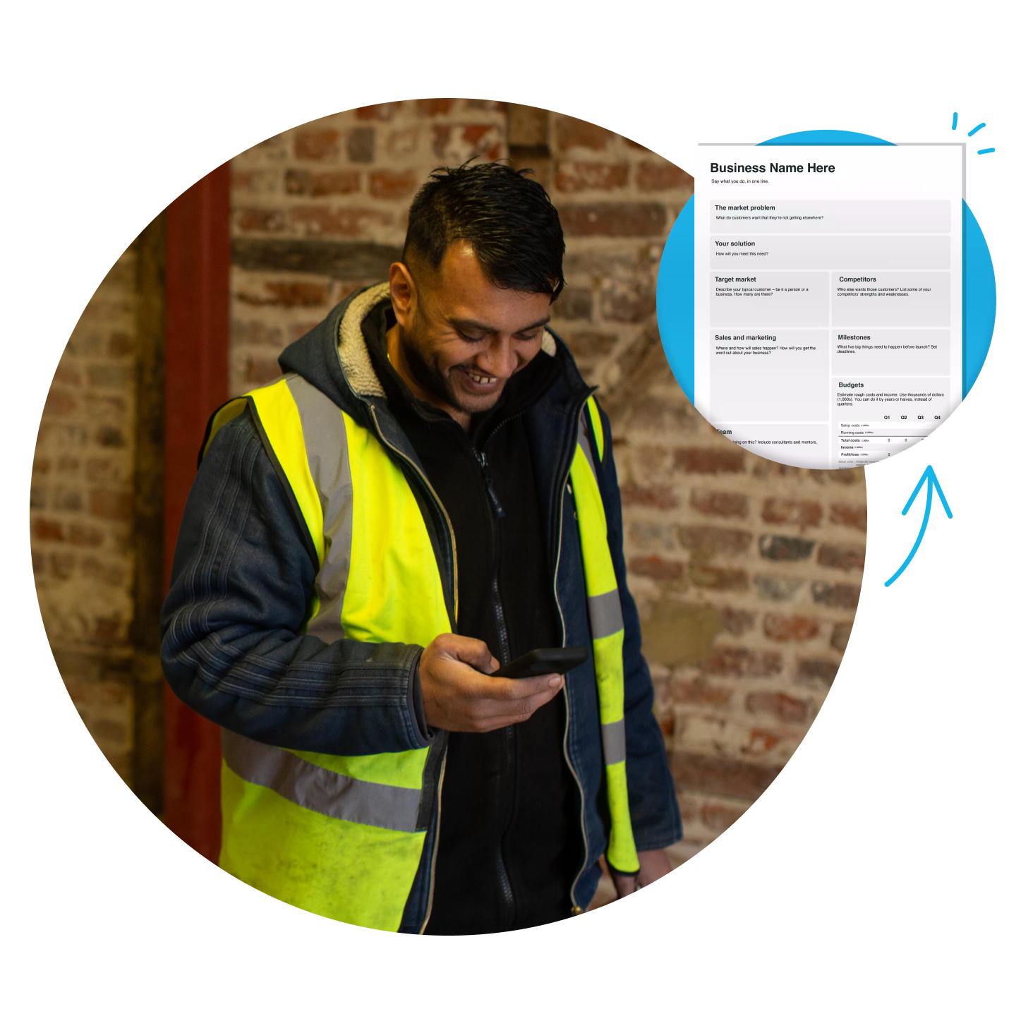 A small business owner making use of Xero’s construction business plan template