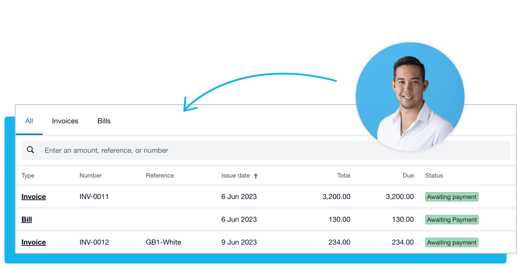 Transaction history for a person in Xero’s contact management system, including their activity and notes.