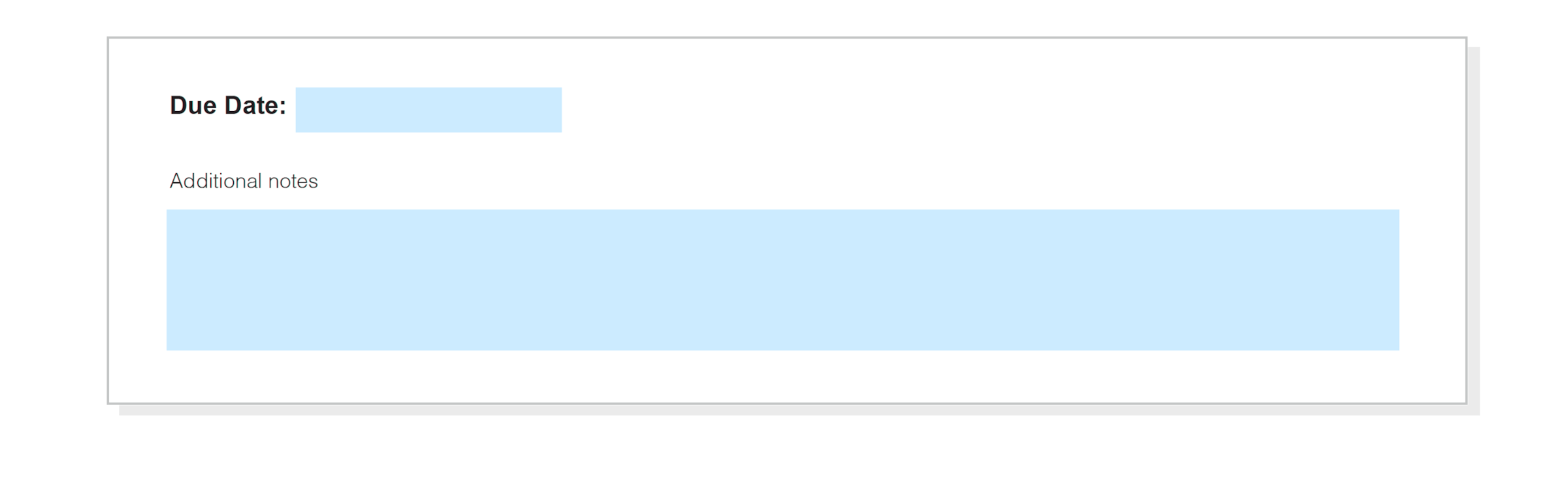 Bottom section of an medical invoice showing due date and space for additional notes.