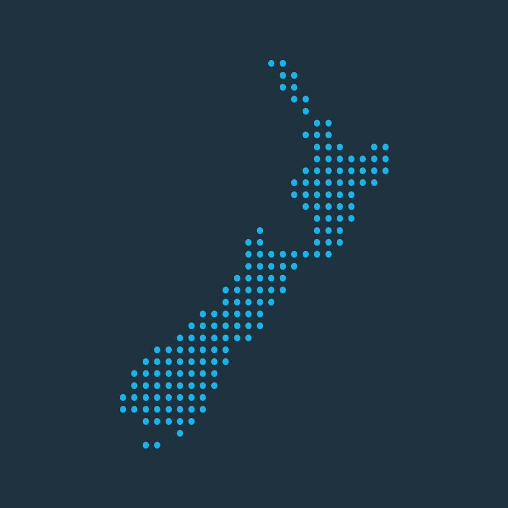 Map of New Zealand made out of dots