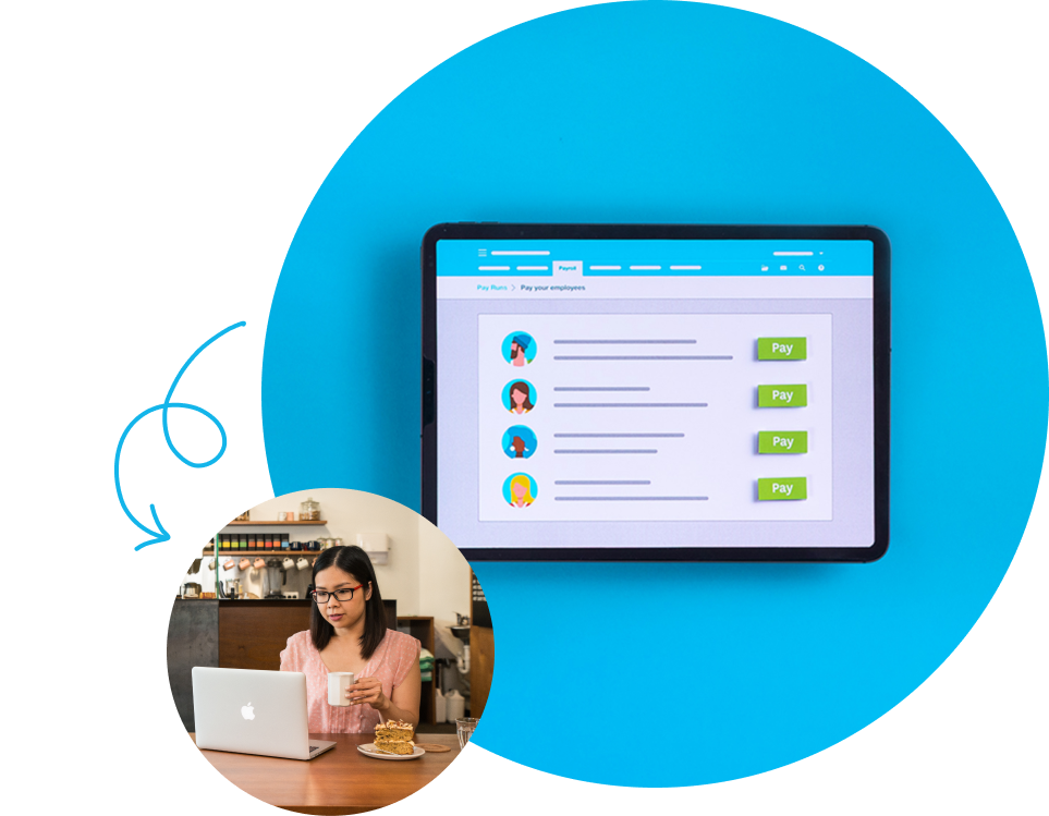 A business owner sits at their desk to monitor their Xero dashboard using a laptop.