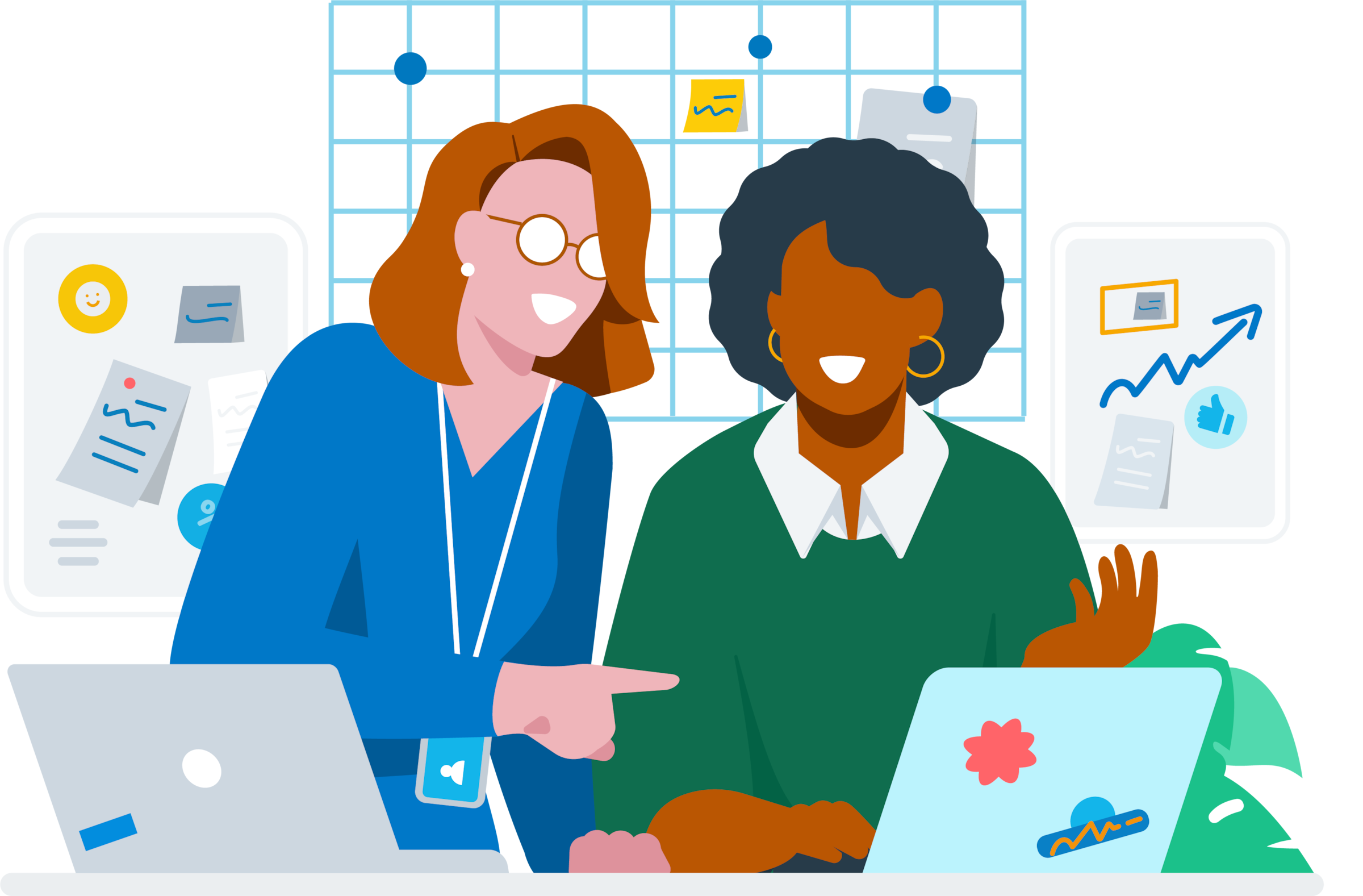 Two people planning their finances together