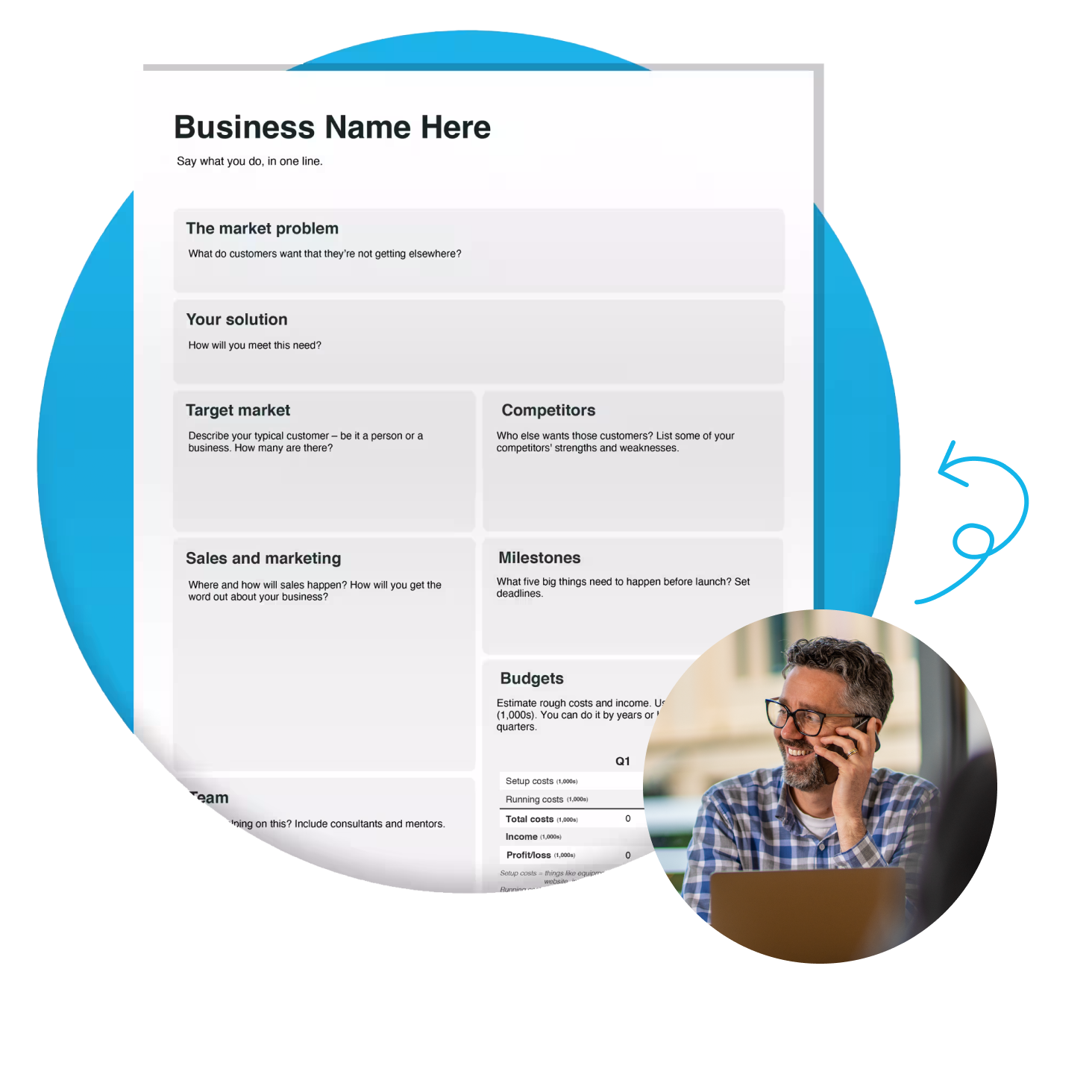 A startup owner making use of Xero’s startup business plan template