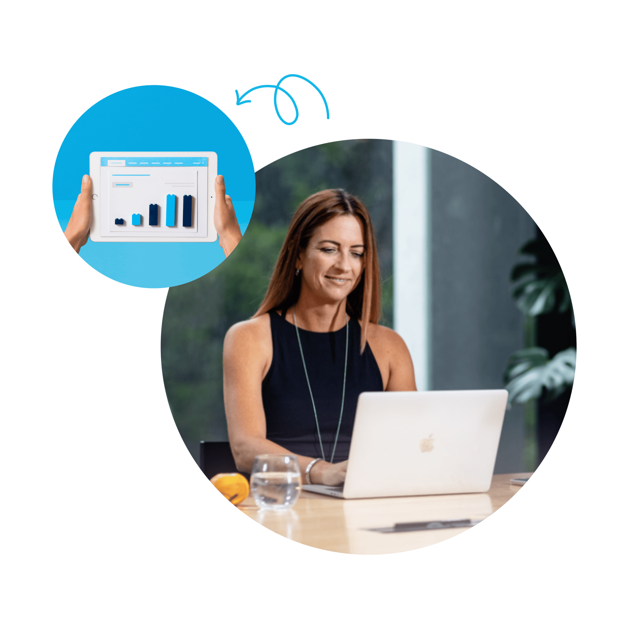 A small business owner views a bar chart on Xero’s business performance management software.