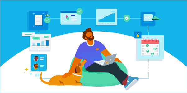 A small business owner automating business processes on their laptop